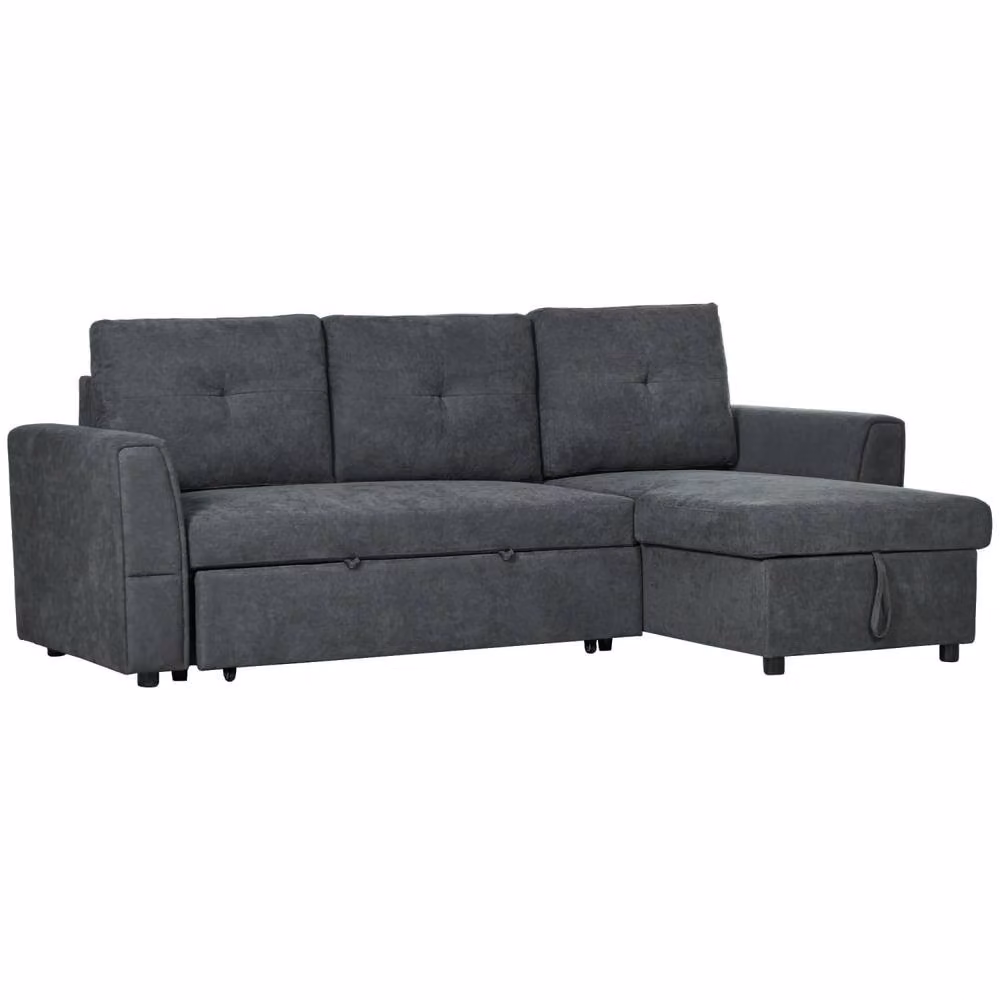 Wyld Haus Moso 3 Seater L Shaped Pull Out Sofa Bed in Dark Grey with Hidden Storage – 2