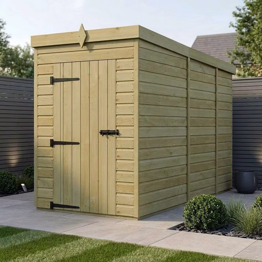 Buttercup Farm Brown Timber Pent Garden Shed with Single Door and No Windows, W/D/H: 274 x 122 x 210 cm – 2