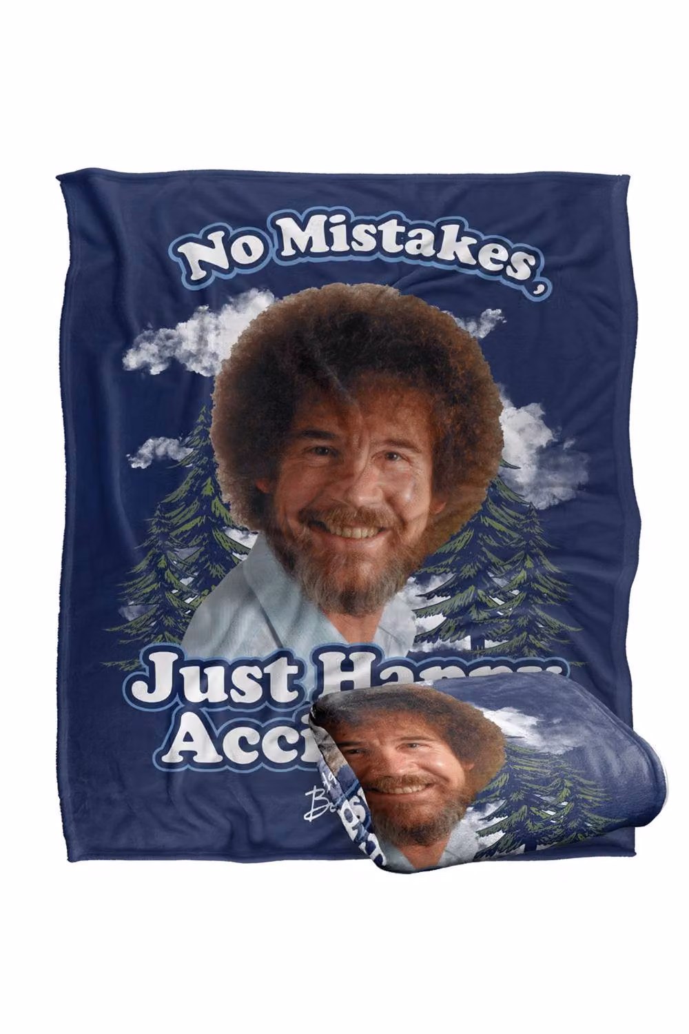 Bob Ross Happy Clouds Extra Large Super Soft Fluffy Polyester Throw Blanket in Blue and Multicolour – 2