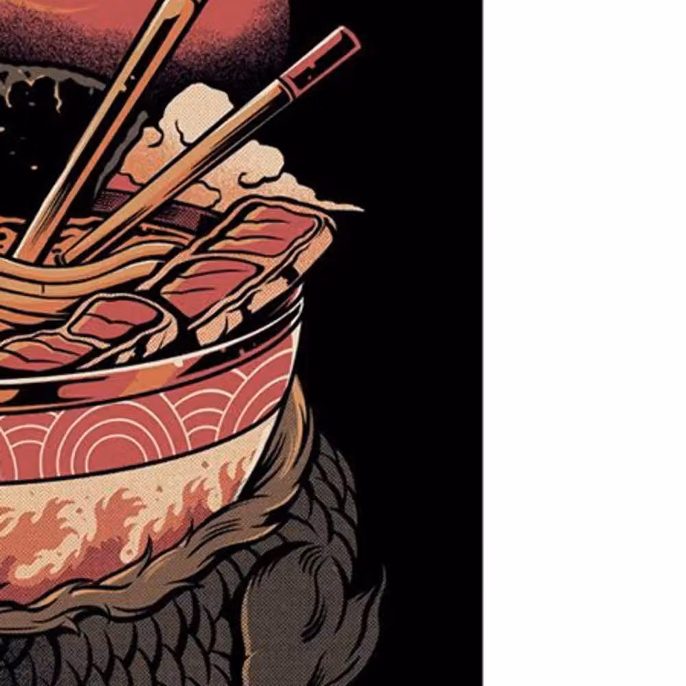 Ilustrata Dragons Ramen Multicolour Framed Paper Poster in Black – 2