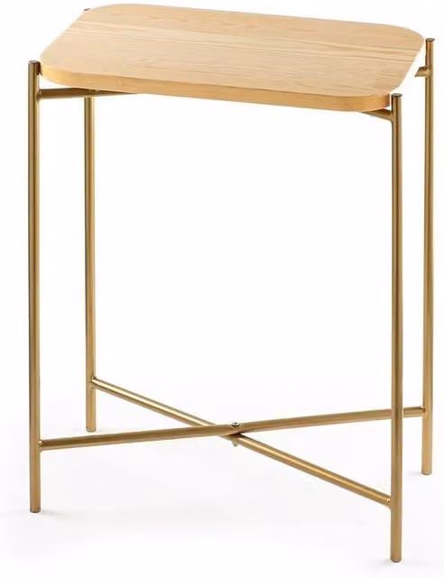 CALICOSY Jamie Rectangular Side Table with Metal Legs in Gold, Height: 56 cm, W/D/H: 40 x 40 x 56 cm – 1