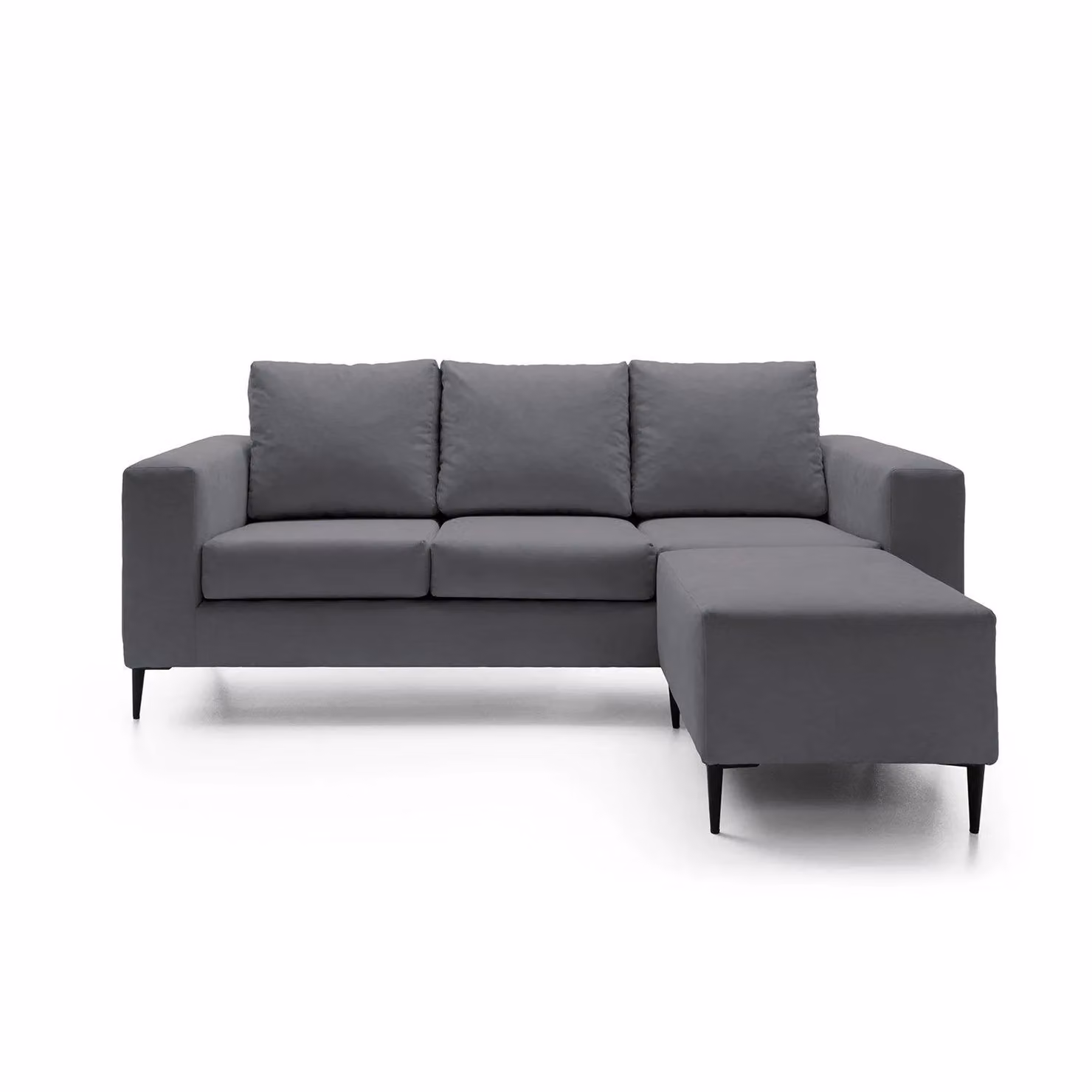 Abakus Direct Capri Reversible L-Shape Corner Sofa in Dark Grey with Matching Ottoman, W/D/H: 200 x 156 x 83 cm – 3