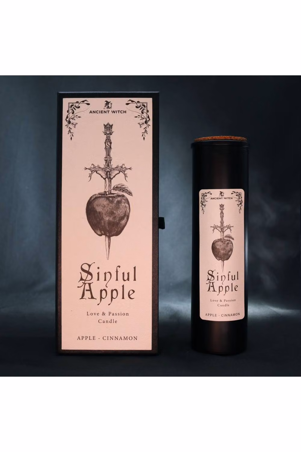 KDMD Ancient Witch Ritual Pillar Candle in Black with Sinful Apple Scent – 5