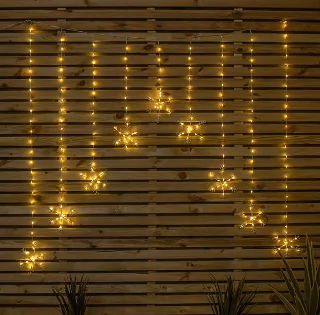 Samuel ALEXANDER FlexiBrights Christmas Snowflake Curtain Lights, White, W x H: 120 x 120 cm – 1