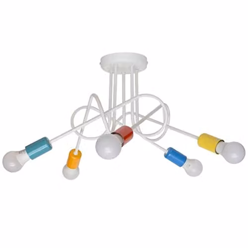 Netlighting Helam Oxford Multi Arm Semi Flush Ceiling Light in White and Multicolour, Diameter: 50 cm