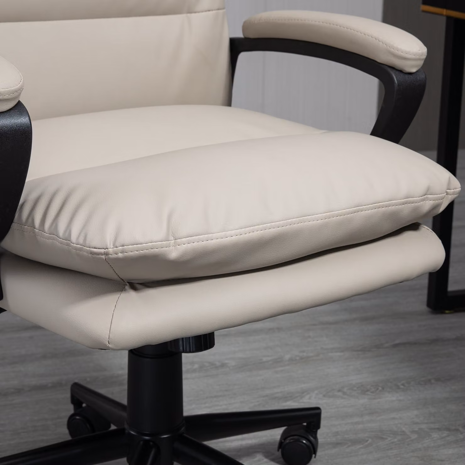 Vinsetto Ergonomic Swivel Office Chair in Grey PU Leather with Adjustable Height and Armrests, H 108 x W 64 x D 60 cm – 6