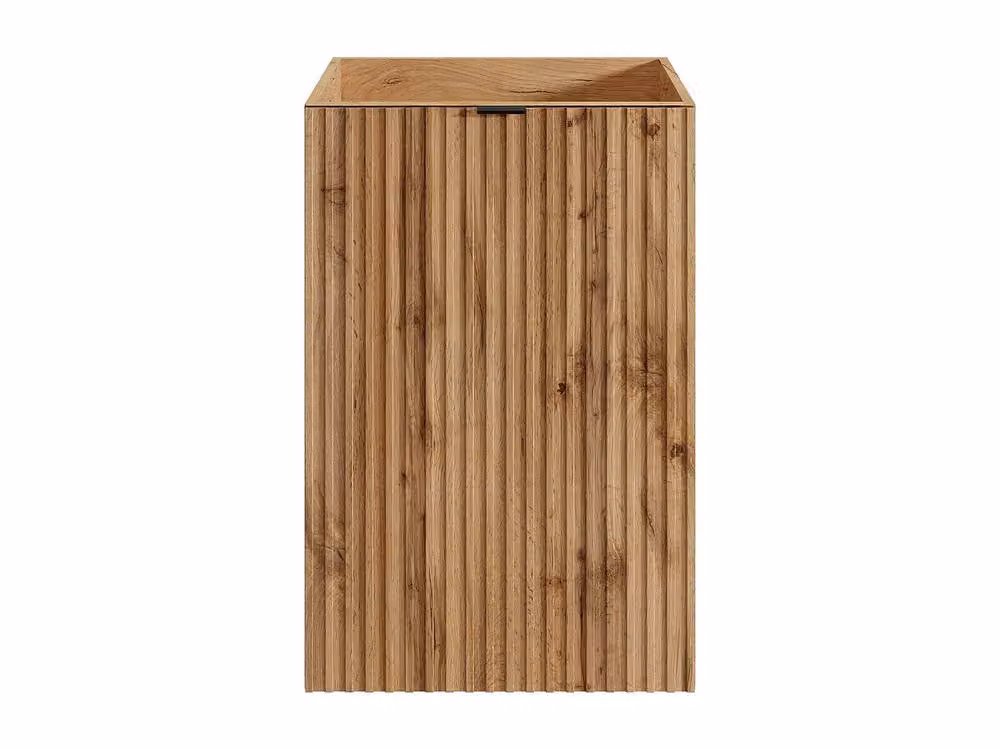 Vente-unique Ribbed Washbasin Unit in Light Oak with Reversible Door, H60 x W40 x D22 cm
