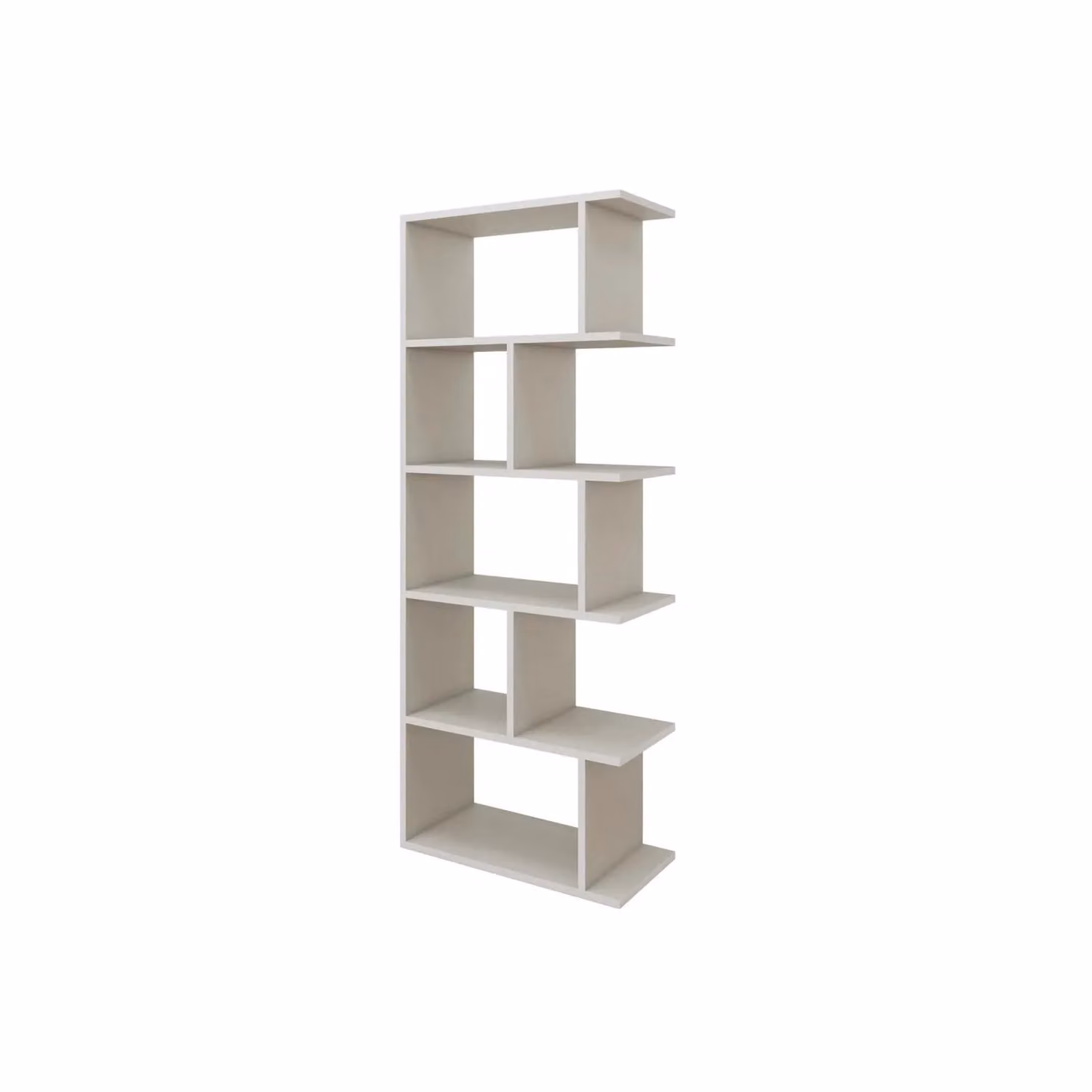 FWStyle 5 Tier Modern Open Plan Corner Bookcase Shelving Unit in Beige – 2