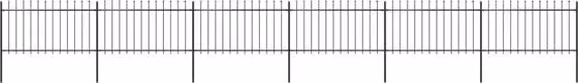 Berkfield Home Black Powder-Coated Steel Spear Top Garden Fence, W: 10.2 m, H: 1 m