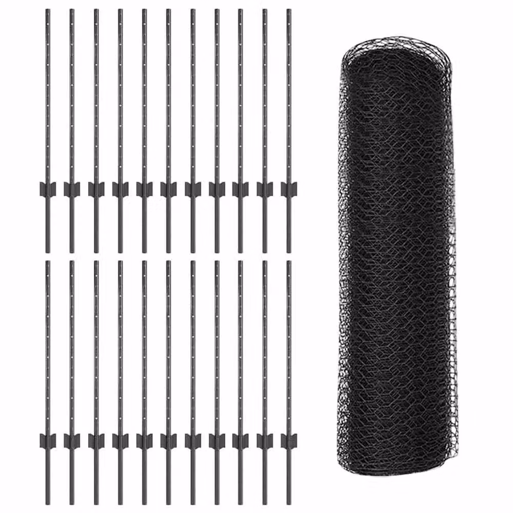Berkfield Home 11-Piece Grey Steel U-Channel Hexagon Fence Posts, Height: 80 cm – 2