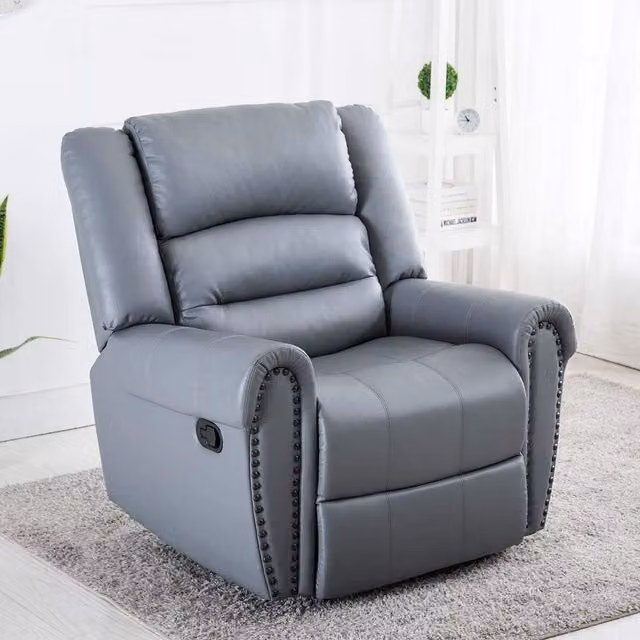 More4Homes Denver Manual Recliner Armchair in Grey Bonded Leather – 1