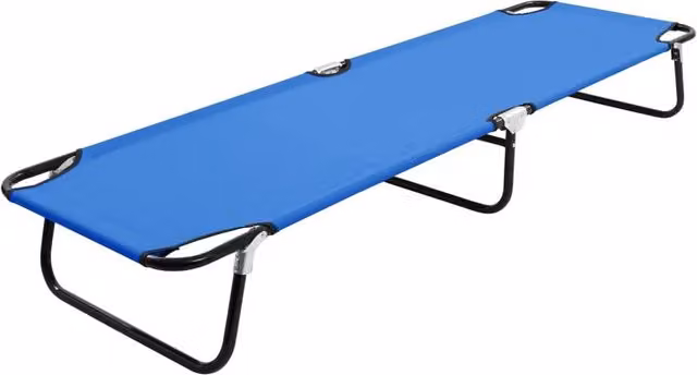 Berkfield Home Folding Sun Lounger in Blue with Powder Coated Steel Frame – 1