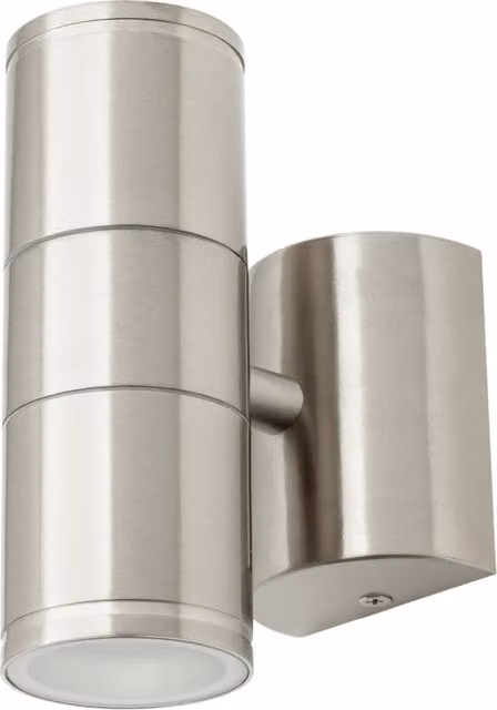 Litecraft Irela Outdoor Up and Down Wall Light in Silver Stainless Steel