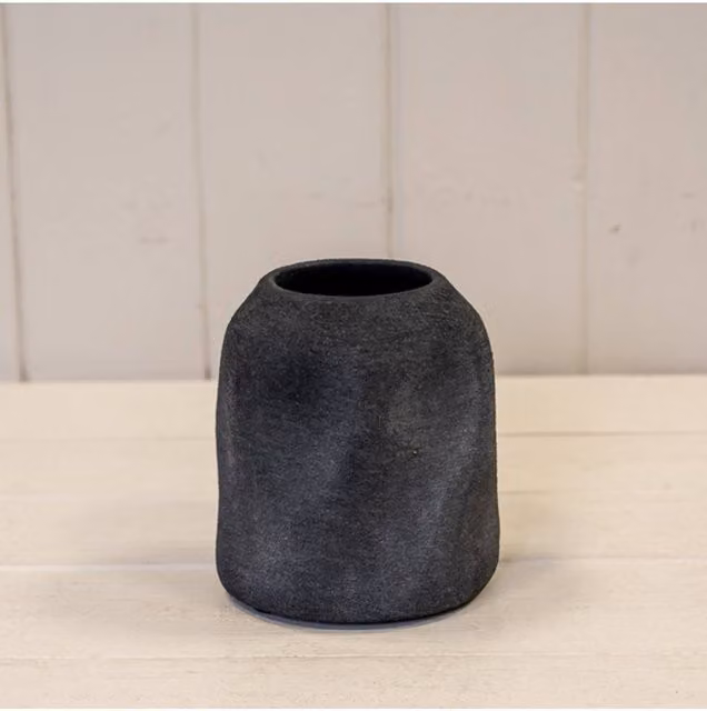KDMD Grey Textured Small Sculptured Ceramic Vase