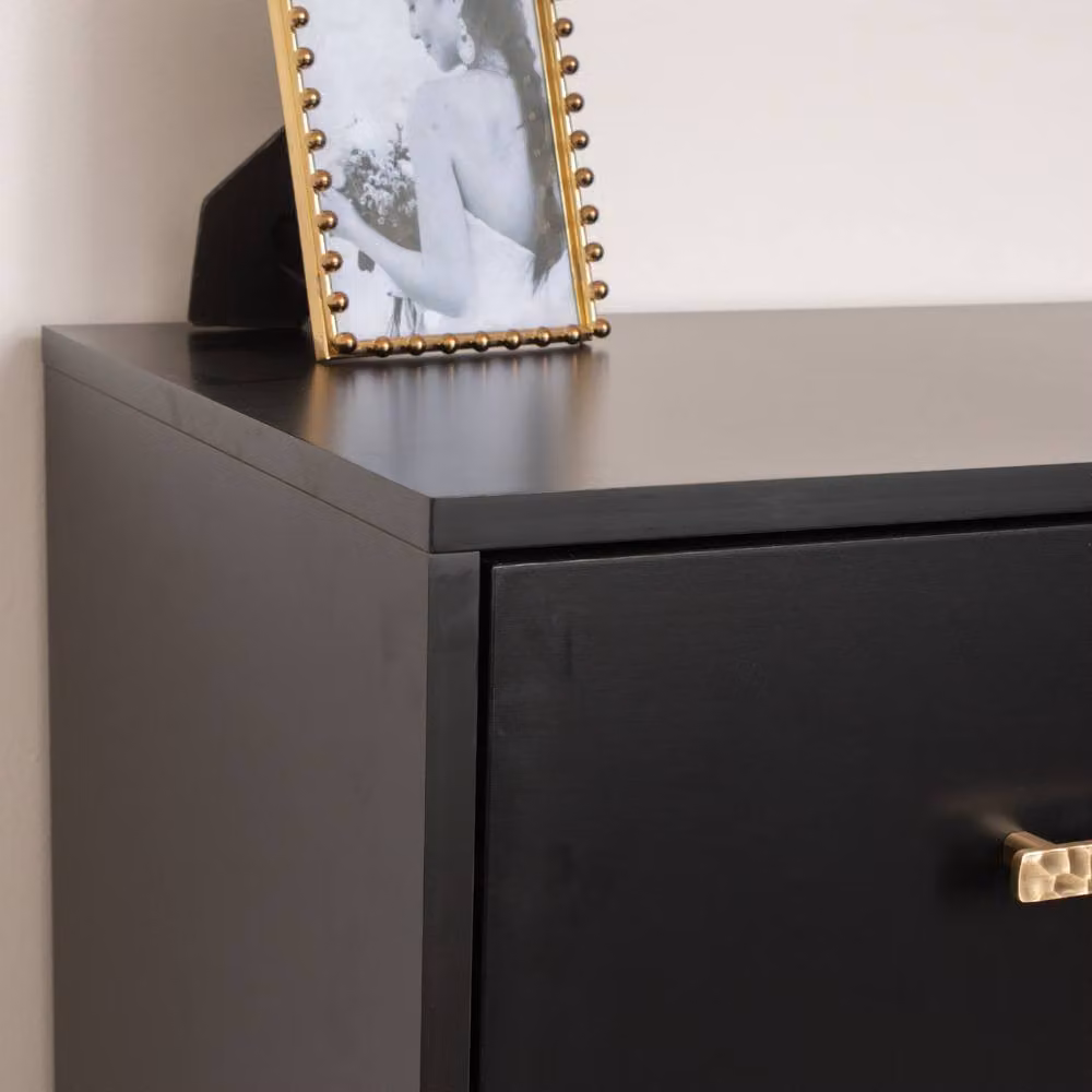 Melody Maison Luna Black 3 Drawer Chest of Drawers with Gold Accents – 2