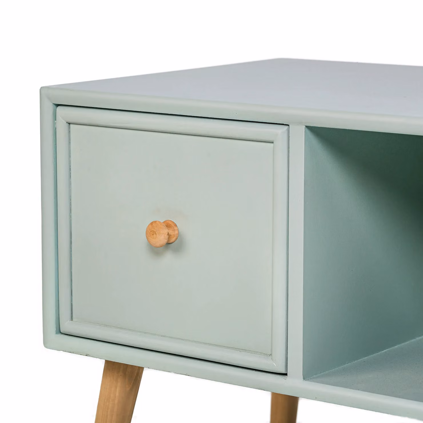 Nordlys Scandinavian Solid Wood TV Stand with 2 Drawers in Green – 3