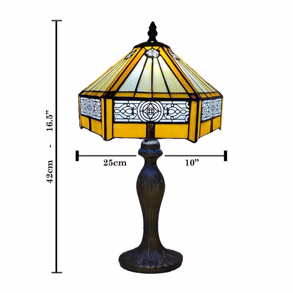 Nordara Tiffany Style Stained Glass Table Lamp in Yellow – 2