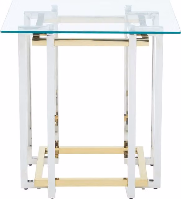 Orsina Modern Glass Top Side Table in Gold and Silver