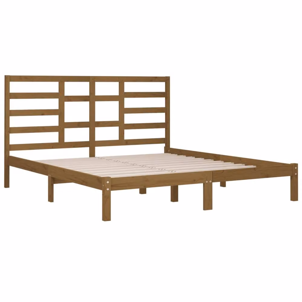 Berkfield Home Solid Wood Pine Bed Frame, Brown, 200 x 200 cm – 3