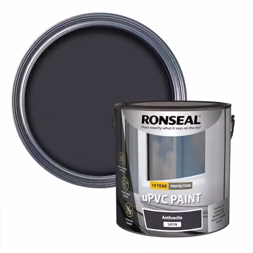 Ronseal uPVC Paint in Anthracite with a Satin Finish, 2.5 l – 1