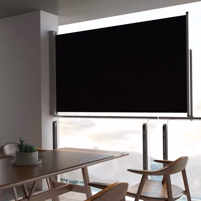 Berkfield Home Manual Pull Retractable Side Awning in Black, W: 140 cm x D: 300 cm
