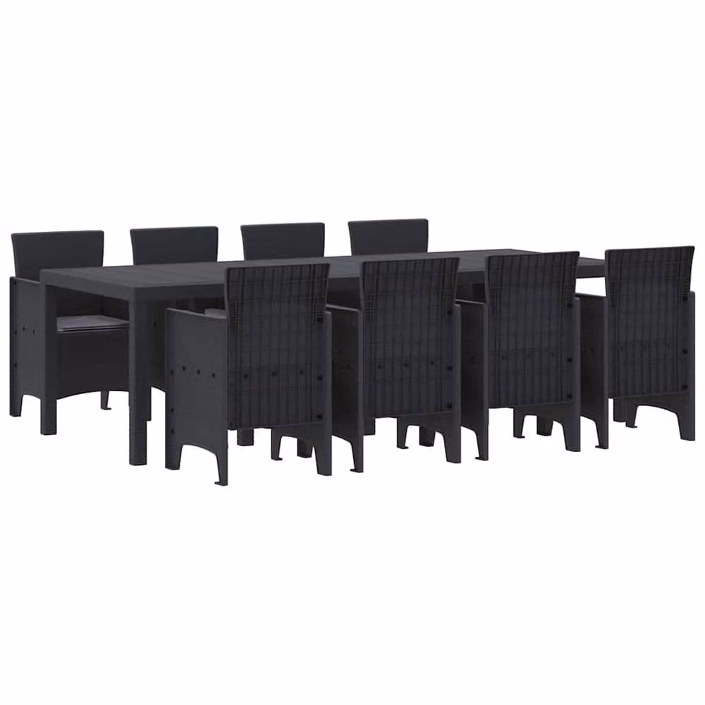 Berkfield Home Modern 9 Piece Garden Dining Set with Cushions in Anthracite Poly Rattan and Dark Grey – 2