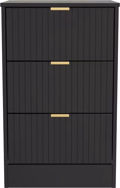 Ready Assembled 2 U Denver 3 Drawer Bedside Cabinet in True Black – 1