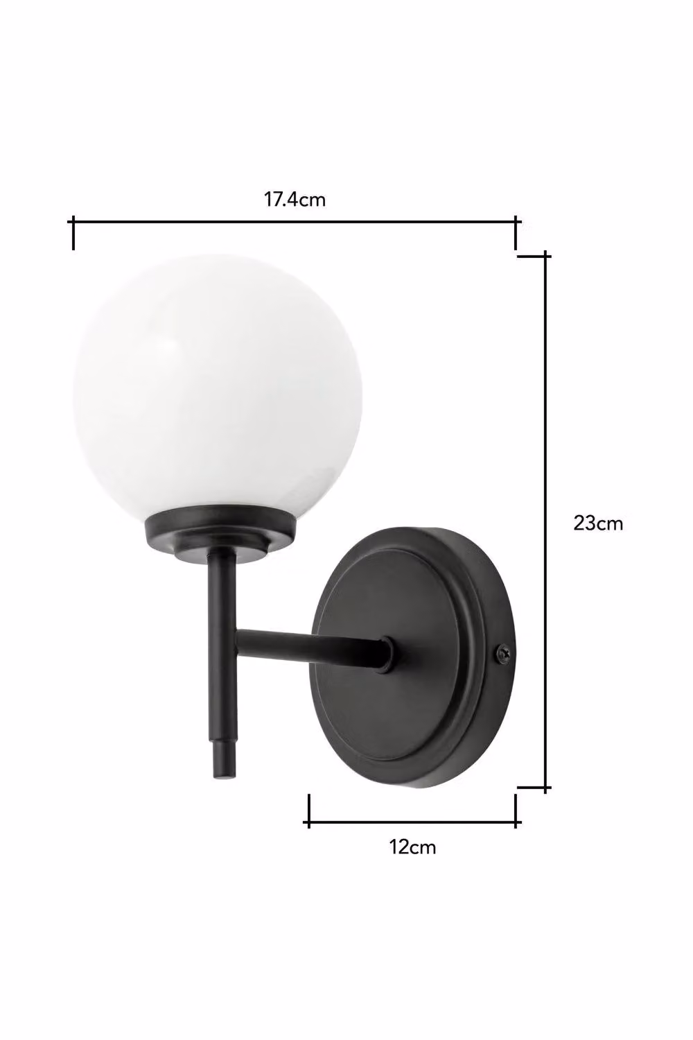 BHS Lighting Douro Black Wall Light with Glass Sphere – 3