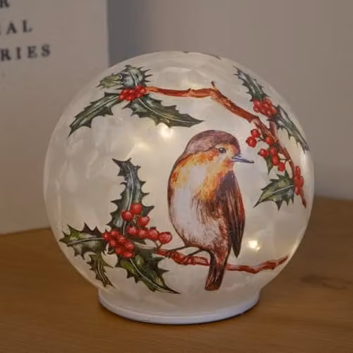 Samuel Alexander Red and Multicolour Floral Glass Tabletop Christmas Decoration, Diameter: 15 cm