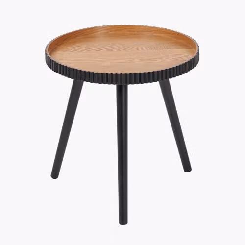 Pacific Lifestyle Black and Natural Tripod Side Table, Round Modern Wood Accent Table, W/D/H: 40 x 40 x 41 cm – 2