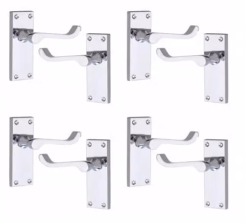 Golden Grace Victorian Scroll Door Handles in Polished Chrome, 4 Sets