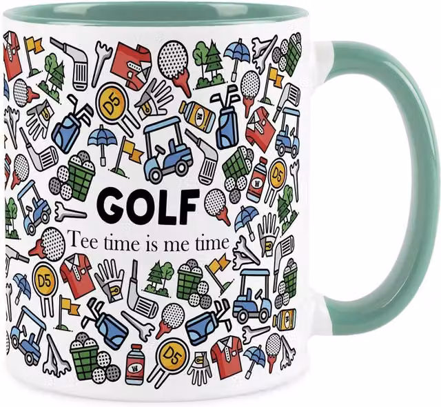 Purely Home Turquoise Ceramic Novelty Golf Mug for Adults