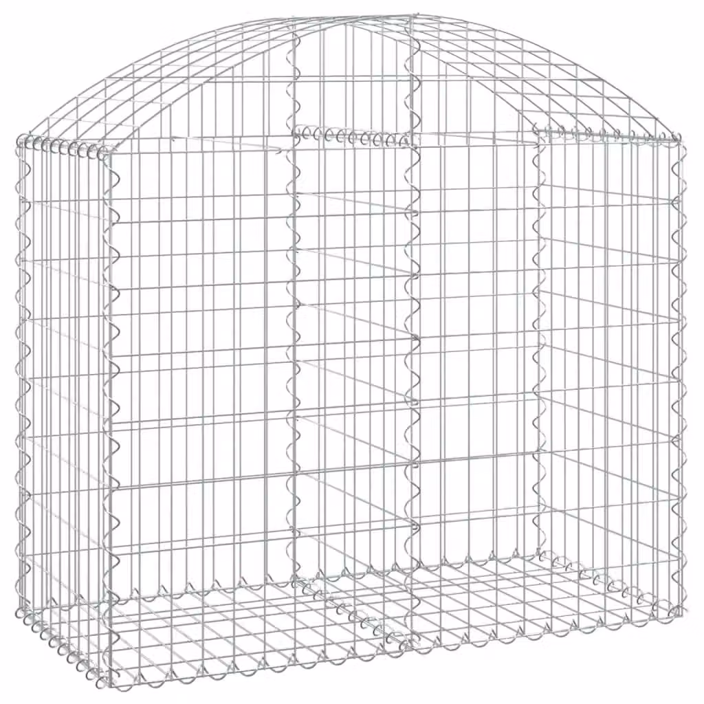 Berkfield Home Arched Gabion Basket in Silver Galvanised Steel, W: 100 cm, D: 50 cm, H: 80-100 cm