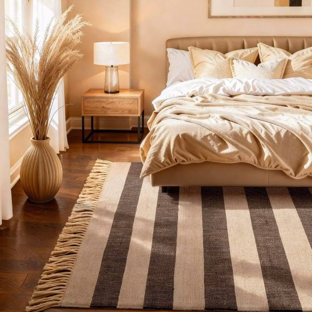 THE RUGS Playa Handloom Jute Striped Rug in Natural White and Black, W/D: 120 x 170 cm – 3