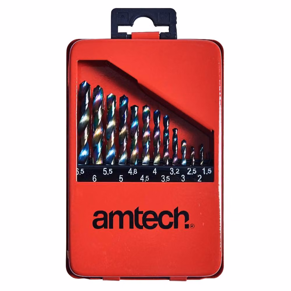 Amtech 13-Piece Titanium Coated HSS Twist Drill Bit Set in Multicolour – 2
