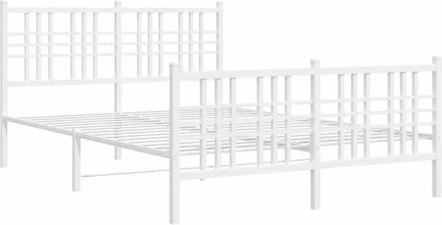 Berkfield Home Metal Bed Frame with Footboard in White, W/D/H: 140 x 190 x 90 cm – 1