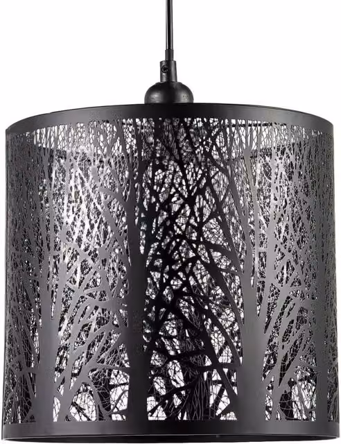 Happy Homewares Metal Forest Design Ceiling Pendant Shade in Black – 1