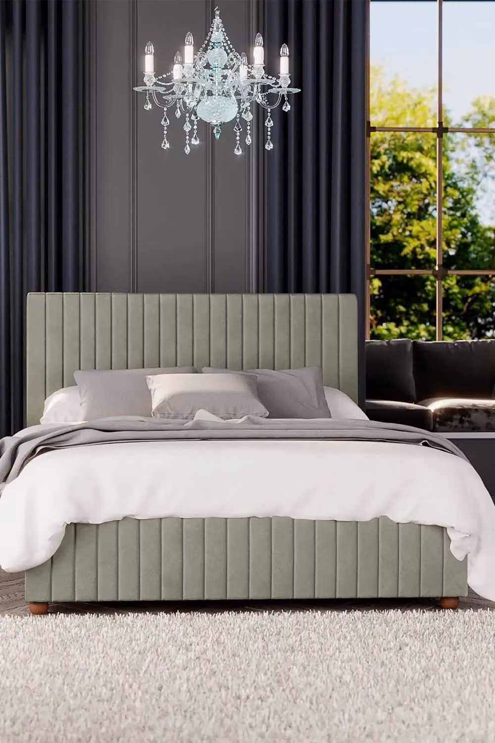 Laurence Llewelyn-Bowen Estella Ottoman Storage Bed in Duck Egg Blue Plush Velvet Fabric, Super King, W: 200 cm x D: 200 cm – 2