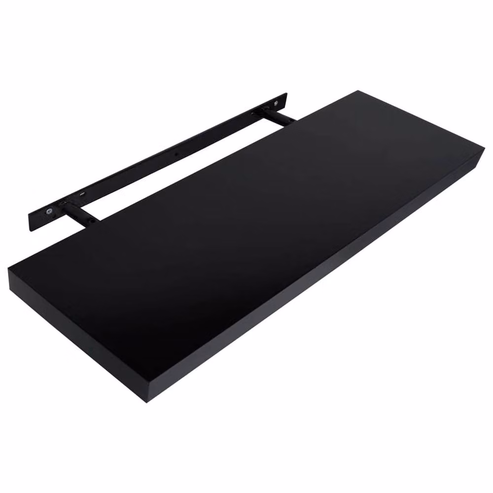 Berkfield Home Floating Wall Shelves, 2 Piece Set, Black, W: 120 cm, D: 20 cm, H: 3.8 cm – 4