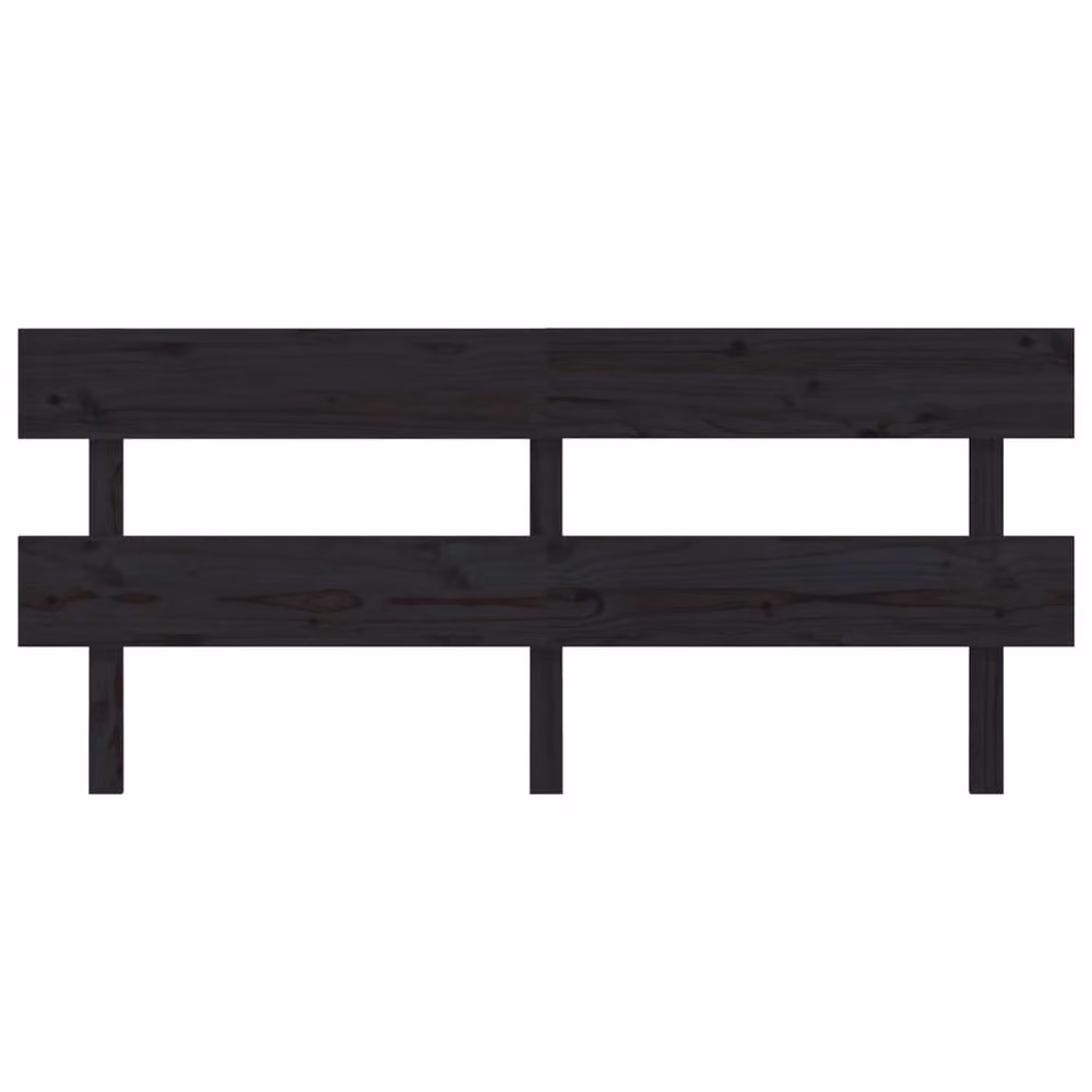 Berkfield Home Rustic Solid Wood Pine Bed Headboard in Black, W: 204 cm, D: 3 cm, H: 81 cm – 2