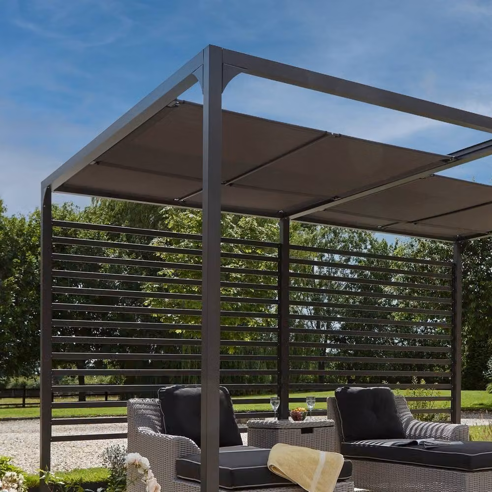 Rowlinson Florence 4x3 Canopy in Dark Grey, W: 404 cm, D: 304 cm, H: 220 cm – 2