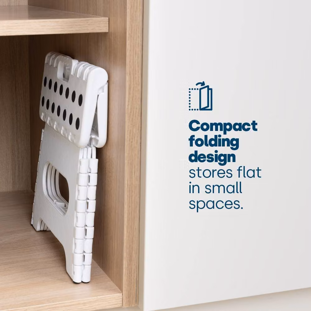 LIVIVO 9 Inch Folding Step Stool, White, 150kg Capacity – 3
