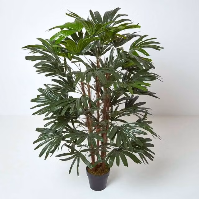 Homescapes Artificial Rhapis Excelsa Palm Tree, Green, Height: 150 cm