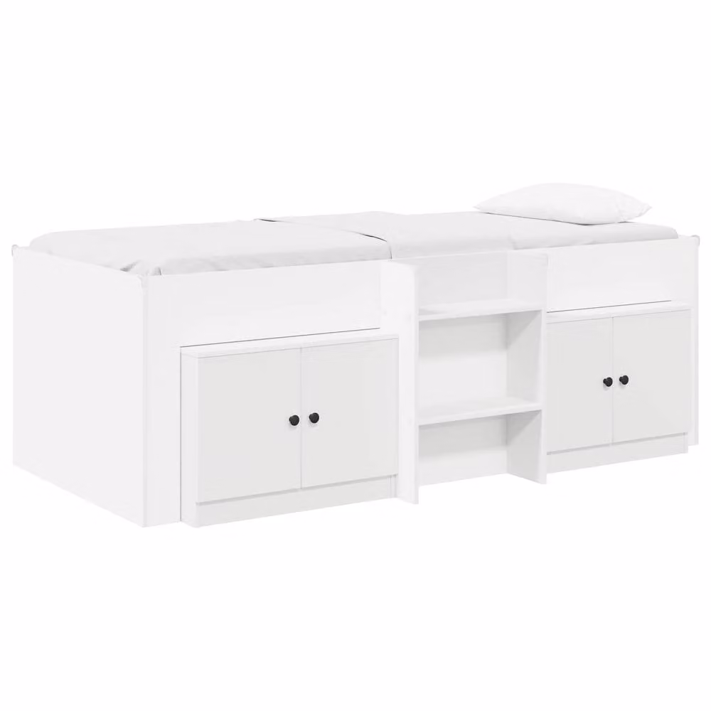 Berkfield Home Loft Bed Frame with Cabinet in White Engineered Wood