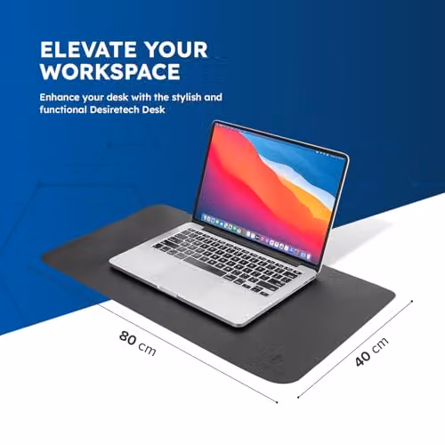 DesireTech Reversible Office Desk Mat, Waterproof Faux Leather Dual-Sided Table Protector and Mouse Pad, Black/Silver, W: 80 cm, D: 40 cm – 2