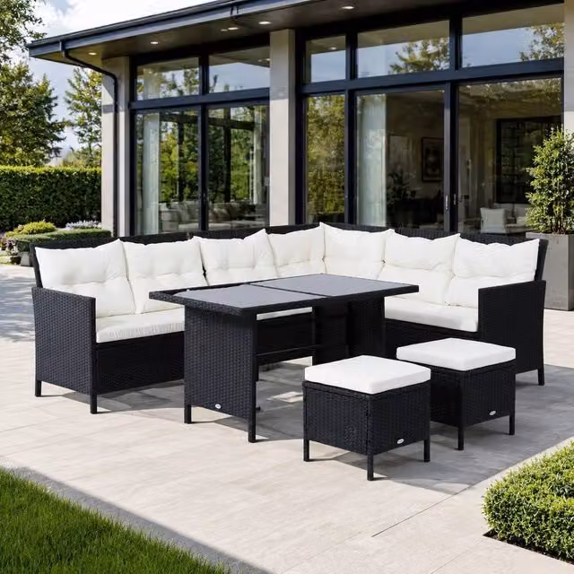 STILVORA 6-Piece Modern Sofa Set with Black Metal Frame
