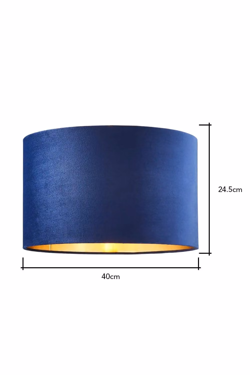 BHS Lighting Large Navy Blue Velvet Cylinder Easy Fit Light Shade with Gold Brass Details – 4