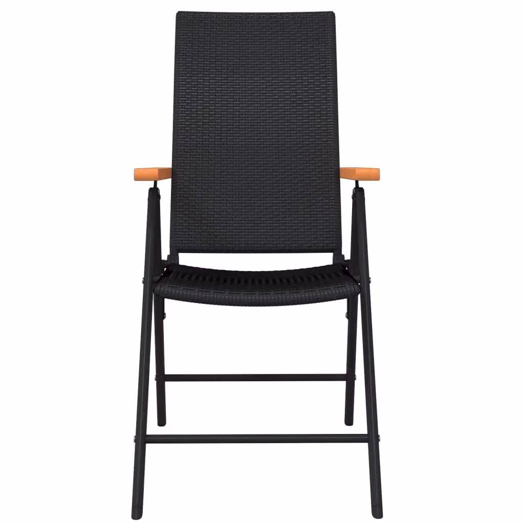 Berkfield Home 3 Piece Modern Garden Dining Set in Black Matt Powder Coated Steel and Glass – 3