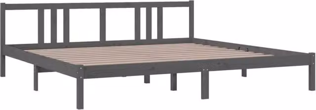 Berkfield Home Beautiful Solid Wood Pine Bed Frame, Grey, W/D/H: 200 x 169.5 x 205.5 cm – 1
