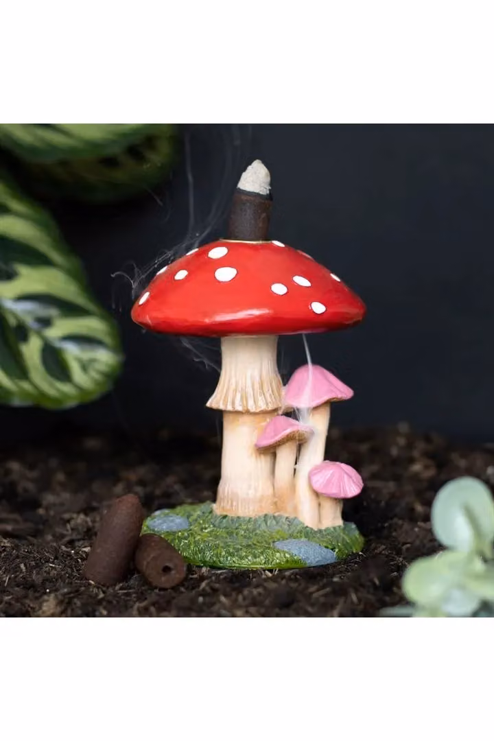 KDMD Mushroom Backflow Incense Burner in Beige Ceramic – 3